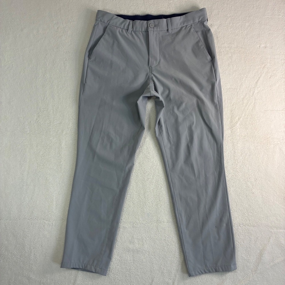 Mizzen Main Helmsman Chino Pants Men 33x27 Gray Stretch Golf Activewear Cropped